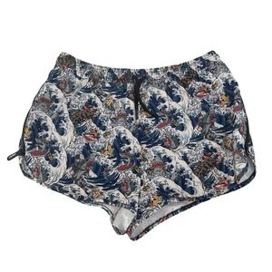 Culprit Men's Swim Trunks Shark Great Wave Print Blue White Size L Surfing
